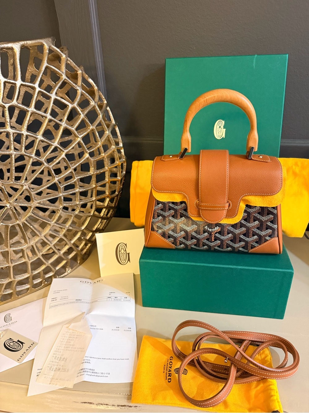 Goyard Saigon Mini Souple Crossbody Top Handle Bag | Full Set + | Like New